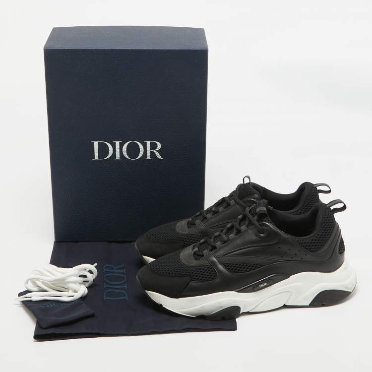 Pre Owned Dior Black Mesh and Leather B22 Sneakers Size 46.5