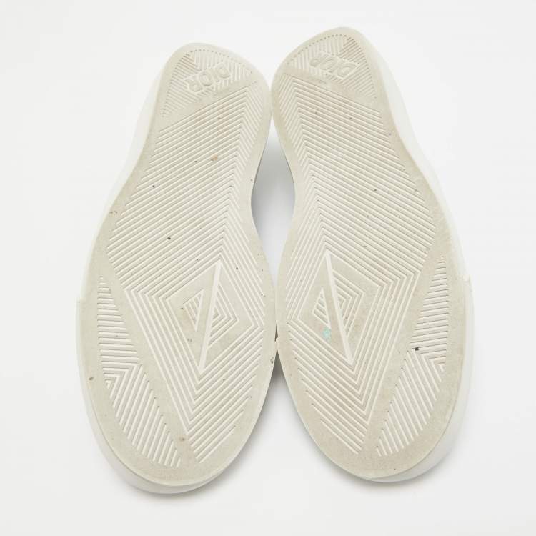 Pre Owned Dior Blue Canvas Leather Slip On Sneakers Size 45