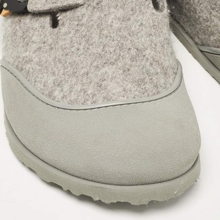 Pre Owned Dior X Birkenstock Grey Fur and Leather Slingback Mules Size 44