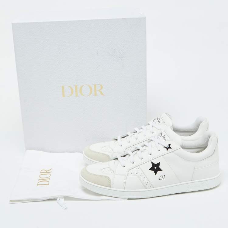 Pre Owned Dior White Leather and Suede Low Top Sneakers Size 41.5