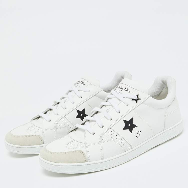 Pre Owned Dior White Leather and Suede Low Top Sneakers Size 41.5