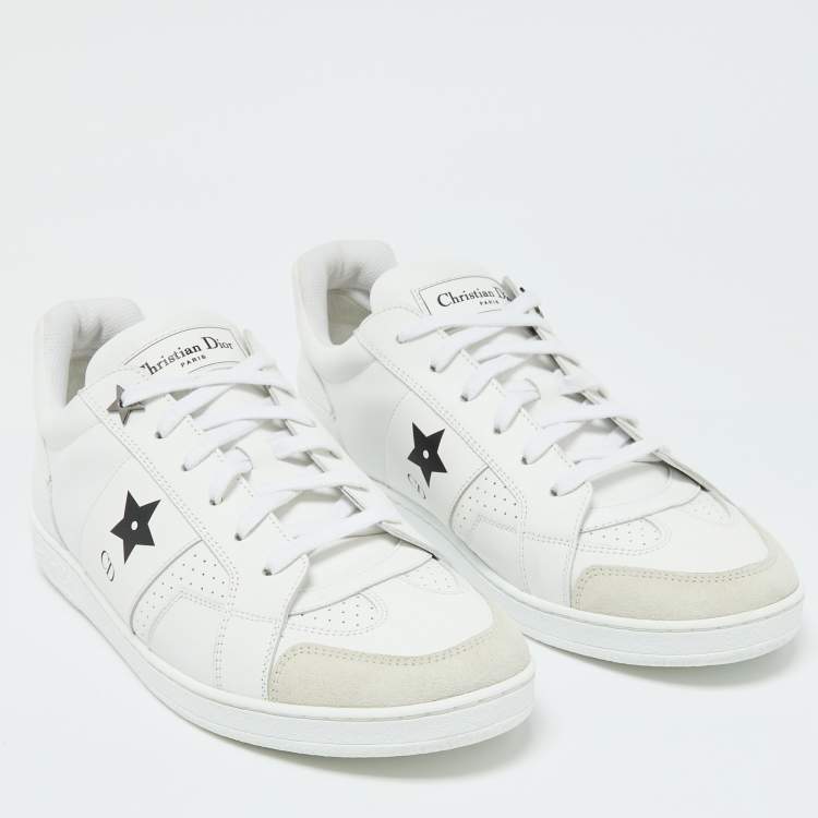 Pre Owned Dior White Leather and Suede Low Top Sneakers Size 41.5