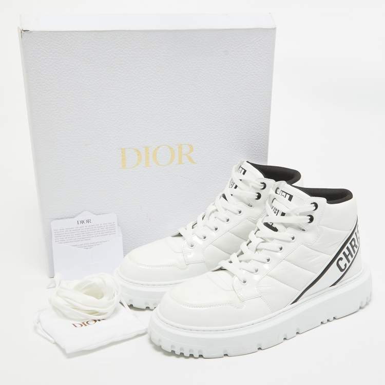 Pre Owned Dior White Nylon and Patent Leather D-Player Sneakers Size 39.5