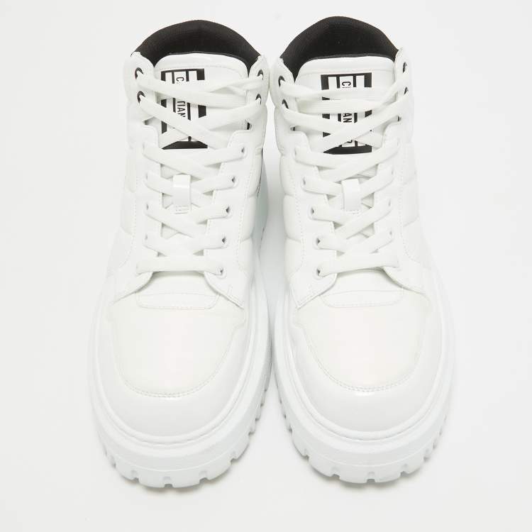 Pre Owned Dior White Nylon and Patent Leather D-Player Sneakers Size 39.5