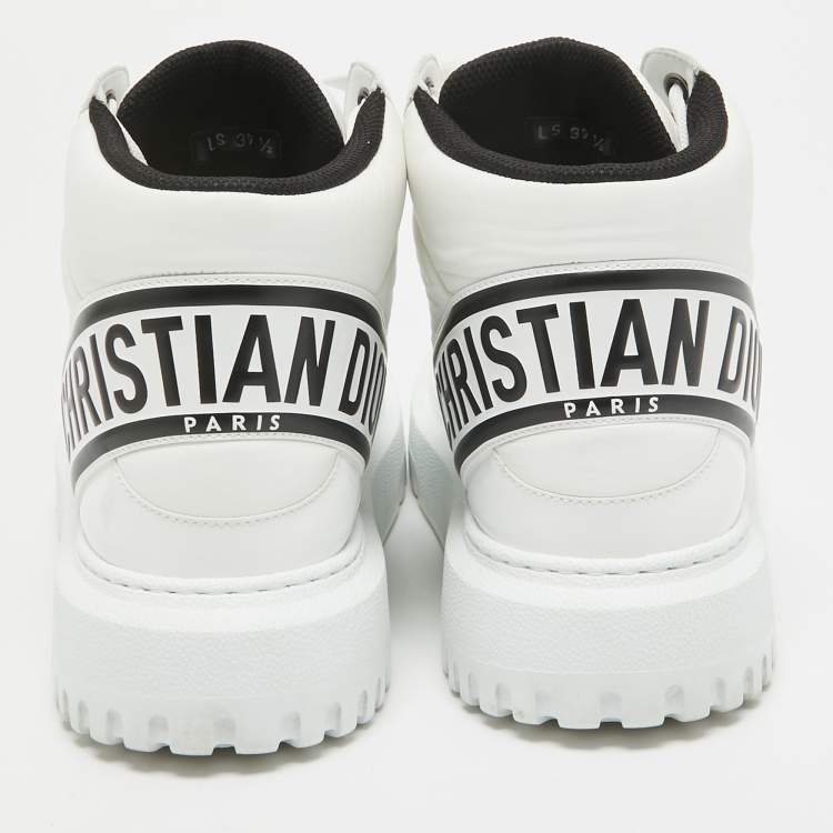 Pre Owned Dior White Nylon and Patent Leather D-Player Sneakers Size 39.5