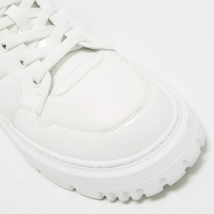 Pre Owned Dior White Nylon and Patent Leather D-Player Sneakers Size 39.5