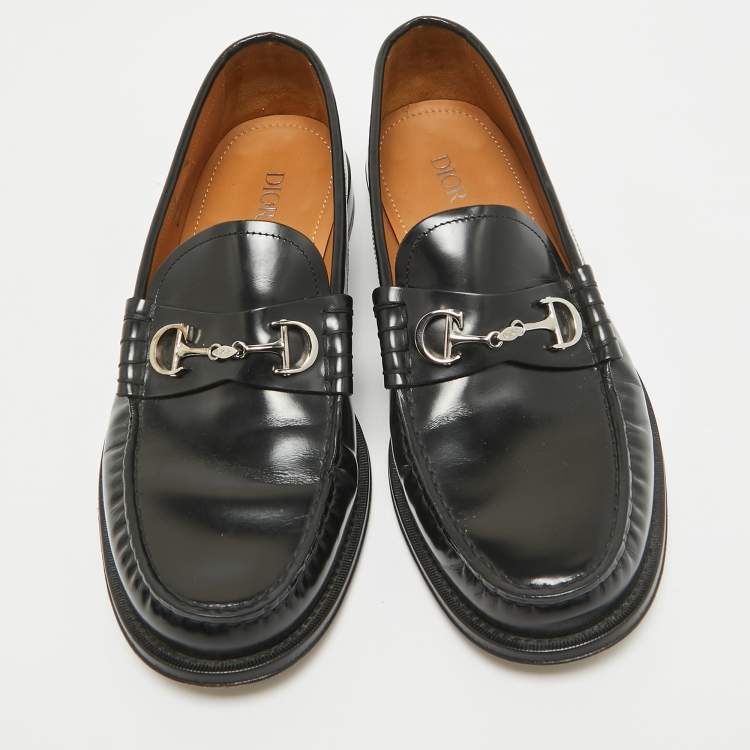 Pre Owned Dior Black Leather Slip On Loafers Size 41