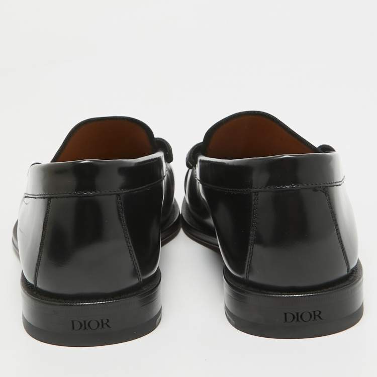 Pre Owned Dior Black Leather Slip On Loafers Size 41