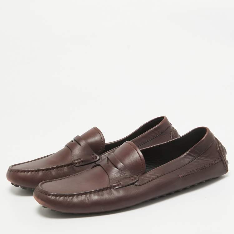 Pre Owned Dior Plum Leather Penny Loafers Size 43