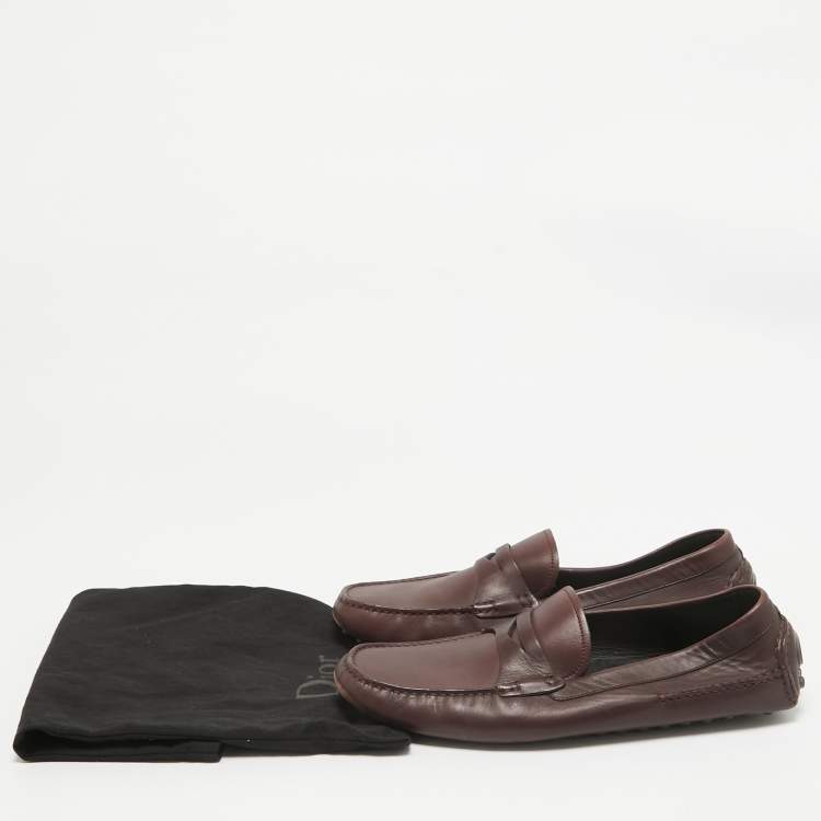 Pre Owned Dior Plum Leather Penny Loafers Size 43