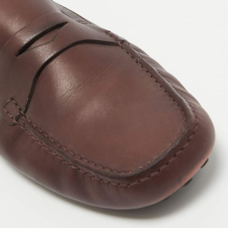 Pre Owned Dior Plum Leather Penny Loafers Size 43