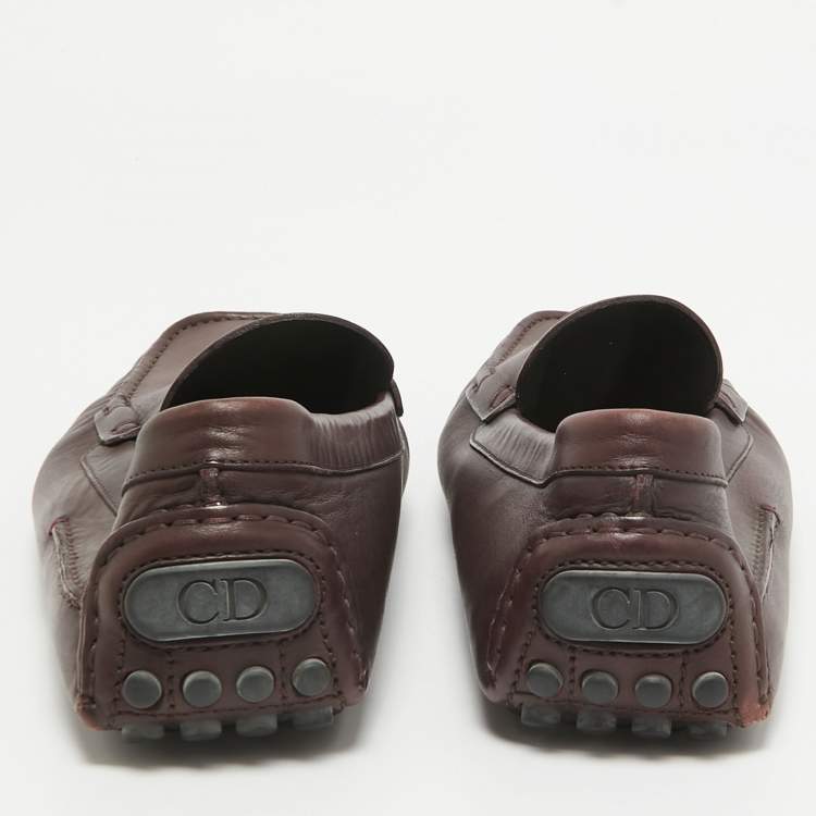 Pre Owned Dior Plum Leather Penny Loafers Size 43