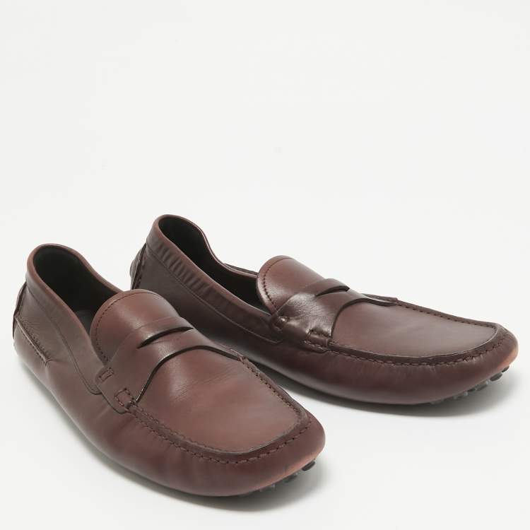 Pre Owned Dior Plum Leather Penny Loafers Size 43