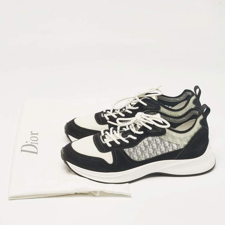 Pre Owned Dior Black PVC and Suede B25 Lace Up Sneakers Size 43