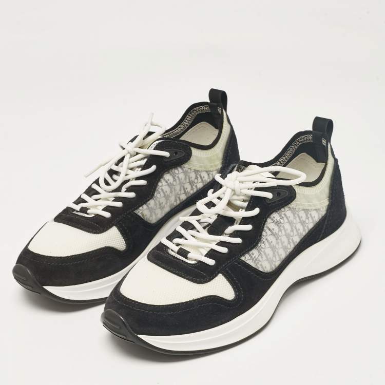 Pre Owned Dior Black PVC and Suede B25 Lace Up Sneakers Size 43