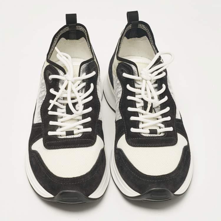 Pre Owned Dior Black PVC and Suede B25 Lace Up Sneakers Size 43