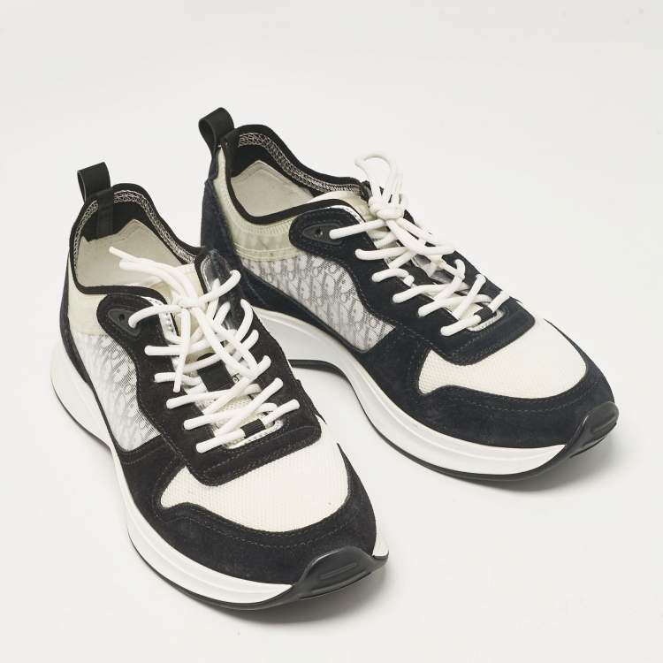 Pre Owned Dior Black PVC and Suede B25 Lace Up Sneakers Size 43