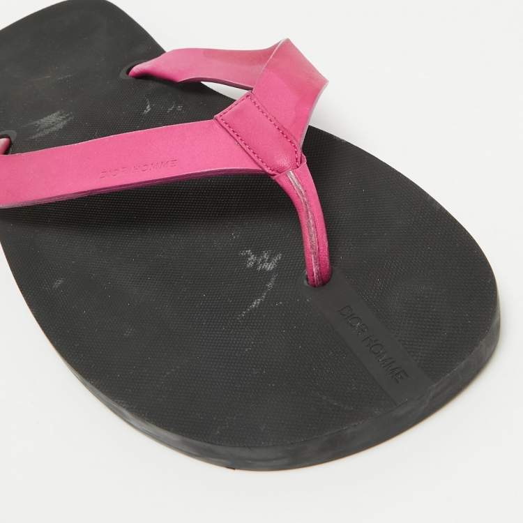 Pre Owned Dior Pink Leather Thong Sandals Size 43