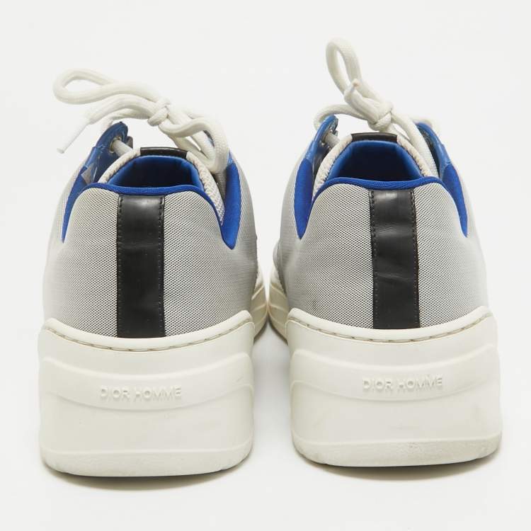 Pre Owned Dior Grey/Blue Canvas Lace Up Sneakers Size 43