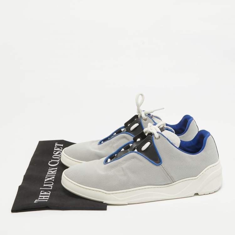 Pre Owned Dior Grey/Blue Canvas Lace Up Sneakers Size 43