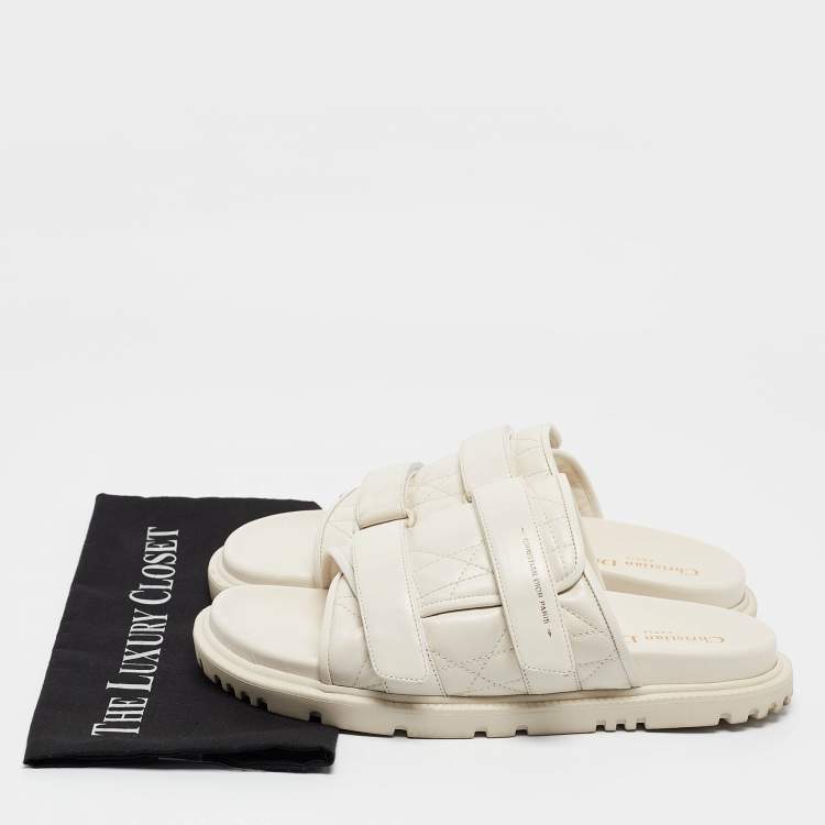 Pre Owned Dior Cream Quilted Leather Mules Size 41