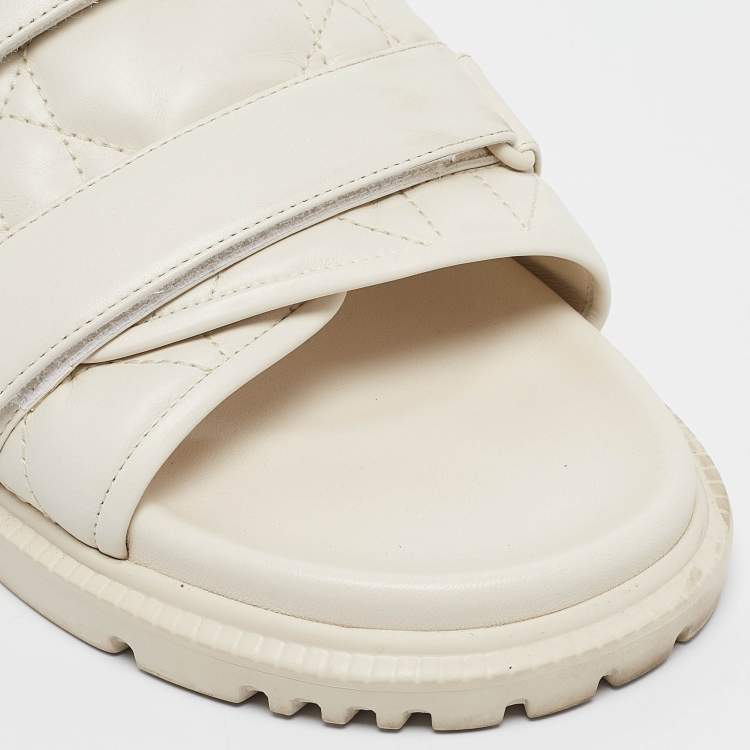 Pre Owned Dior Cream Quilted Leather Mules Size 41