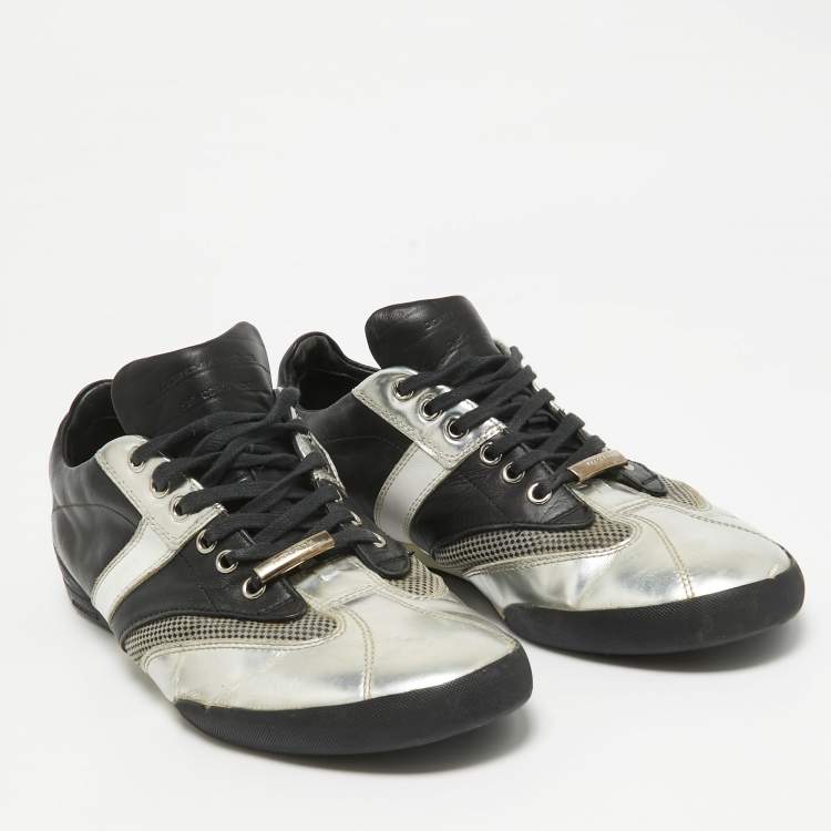 Pre Owned Dior Black/Silver Leather Logo Low Top Sneakers Size 39