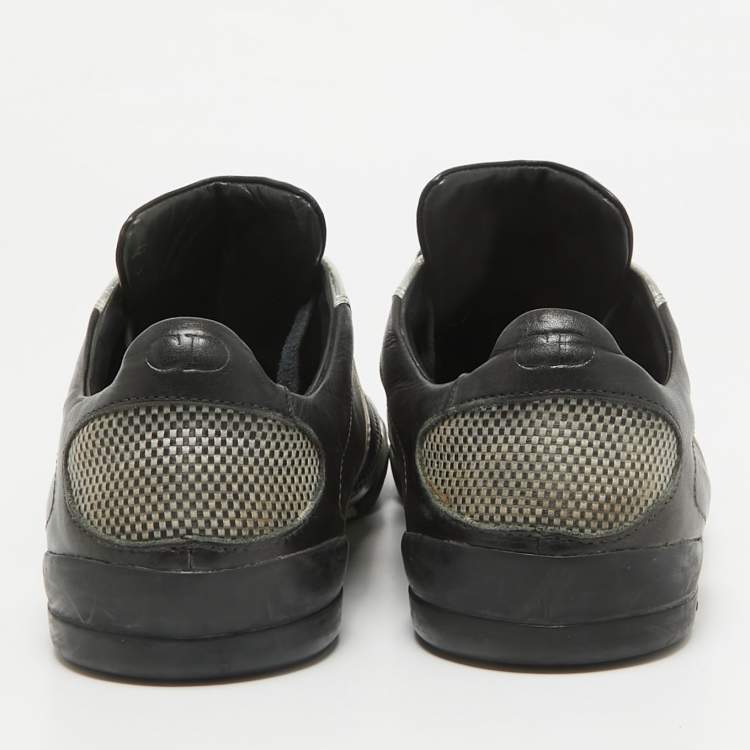 Pre Owned Dior Black/Silver Leather Logo Low Top Sneakers Size 39
