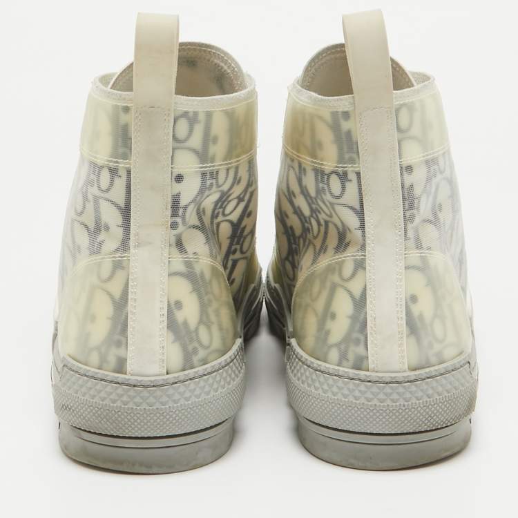 Pre Owned Dior Grey Mesh and Rubber B23 High Top Sneakers Size 45