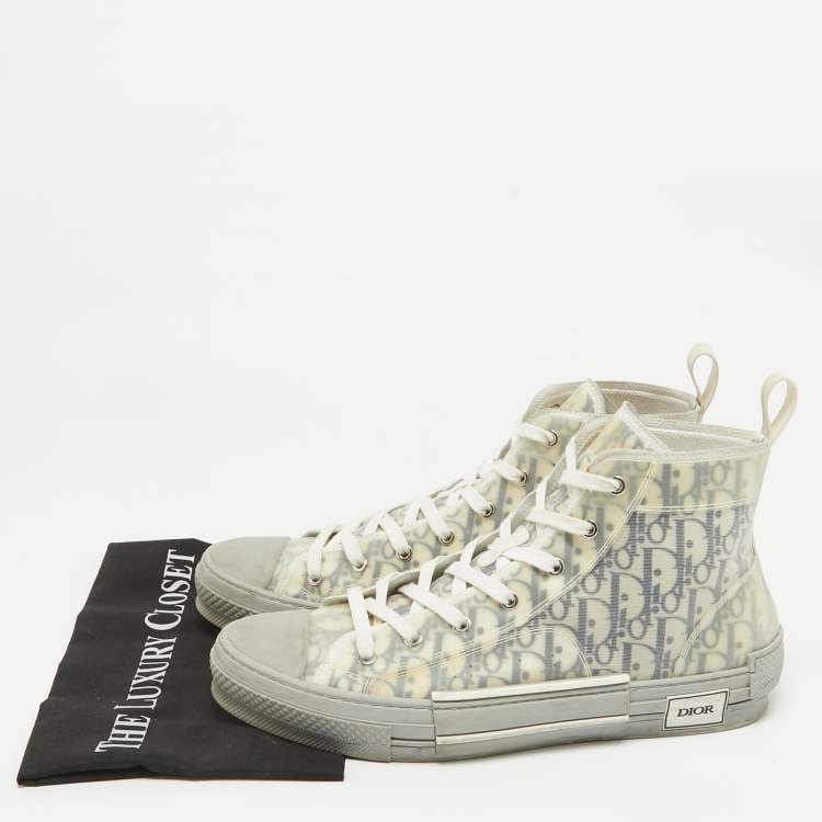 Pre Owned Dior Grey Mesh and Rubber B23 High Top Sneakers Size 45