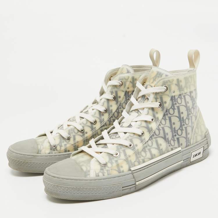 Pre Owned Dior Grey Mesh and Rubber B23 High Top Sneakers Size 45