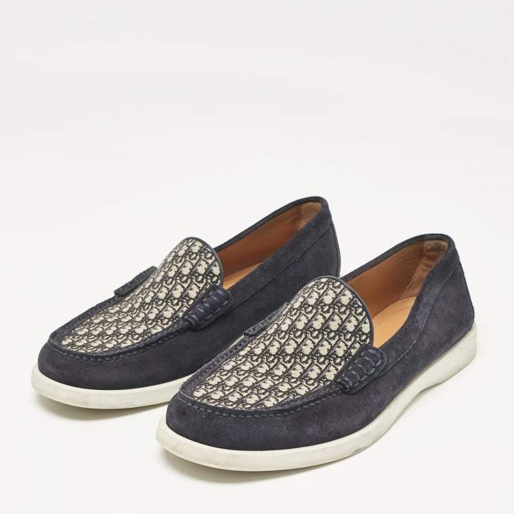 Pre Owned Dior Navy Blue Suede and Canvas Granville Slip On Sneakers Size 40