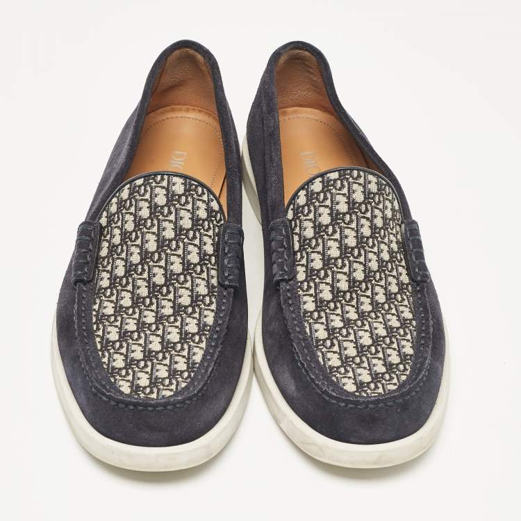 Pre Owned Dior Navy Blue Suede and Canvas Granville Slip On Sneakers Size 40