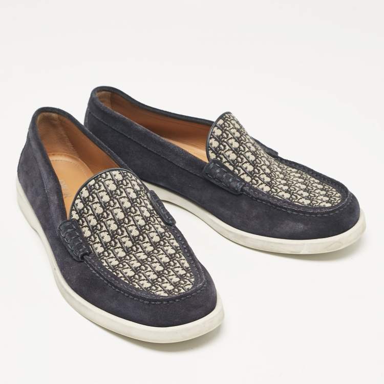 Pre Owned Dior Navy Blue Suede and Canvas Granville Slip On Sneakers Size 40