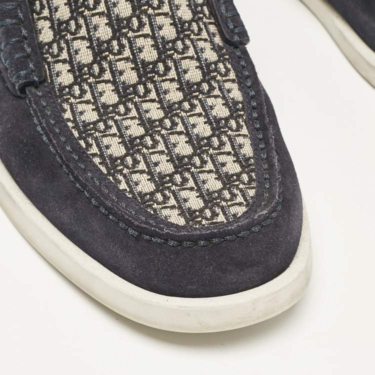 Pre Owned Dior Navy Blue Suede and Canvas Granville Slip On Sneakers Size 40
