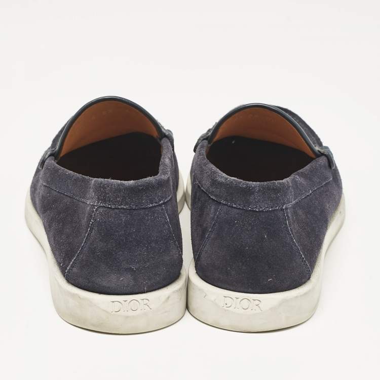 Pre Owned Dior Navy Blue Suede and Canvas Granville Slip On Sneakers Size 40