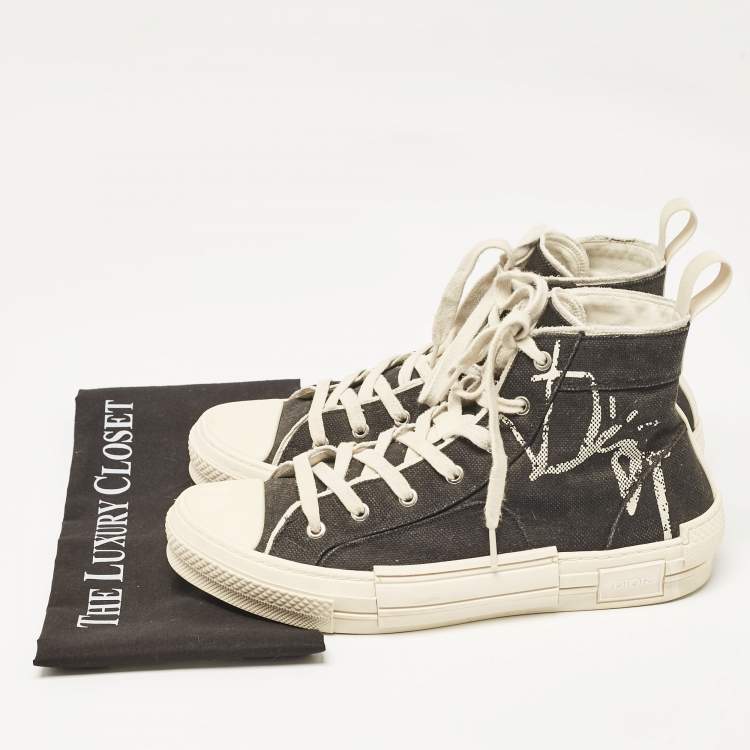 Pre Owned Dior Black Canvas Cactus Jack B23 High Top Sneakers Size 43