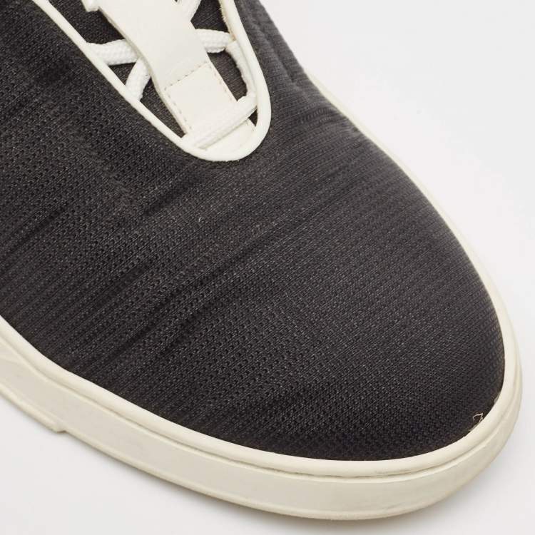 Pre Owned Dior Black Leather and Mesh Lace Up Sneakers Size 44