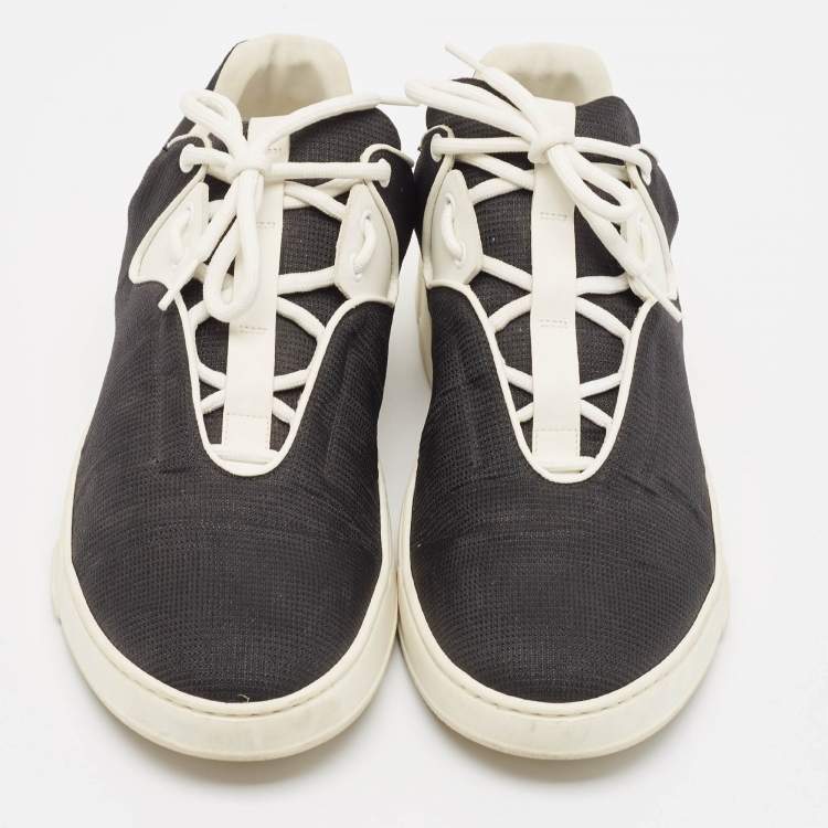 Pre Owned Dior Black Leather and Mesh Lace Up Sneakers Size 44