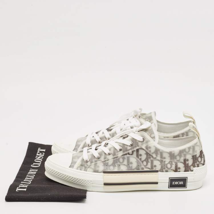 Pre Owned Dior Grey/White Canvas and Mesh Walk'n'Dior Lace Up Sneakers Size 45