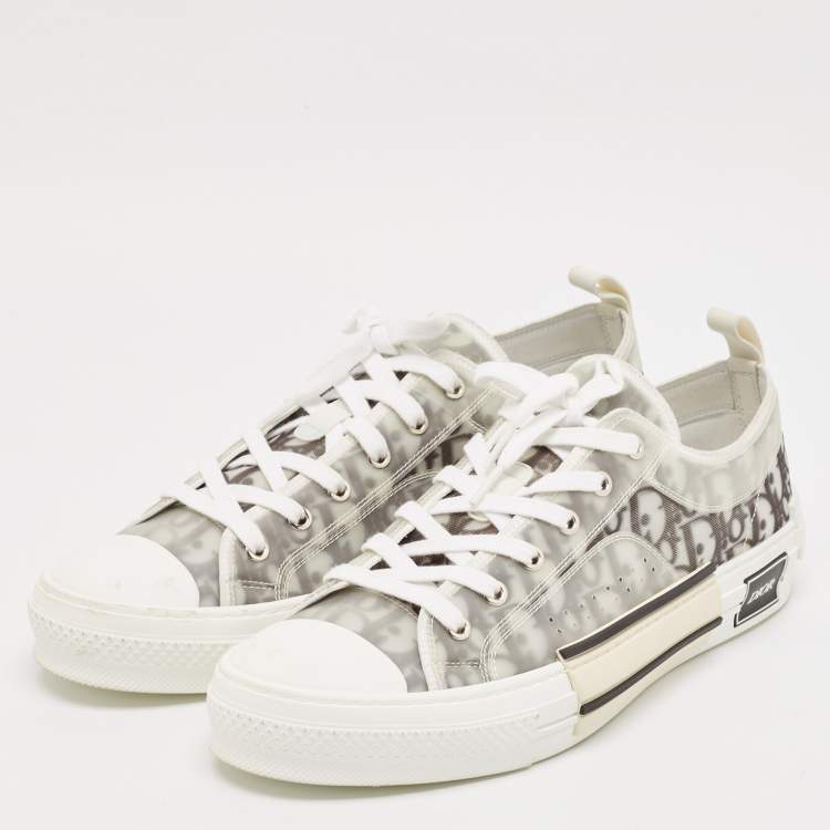 Pre Owned Dior Grey/White Canvas and Mesh Walk'n'Dior Lace Up Sneakers Size 45