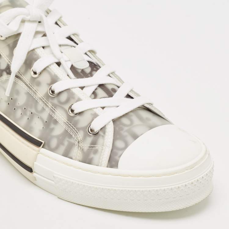 Pre Owned Dior Grey/White Canvas and Mesh Walk'n'Dior Lace Up Sneakers Size 45