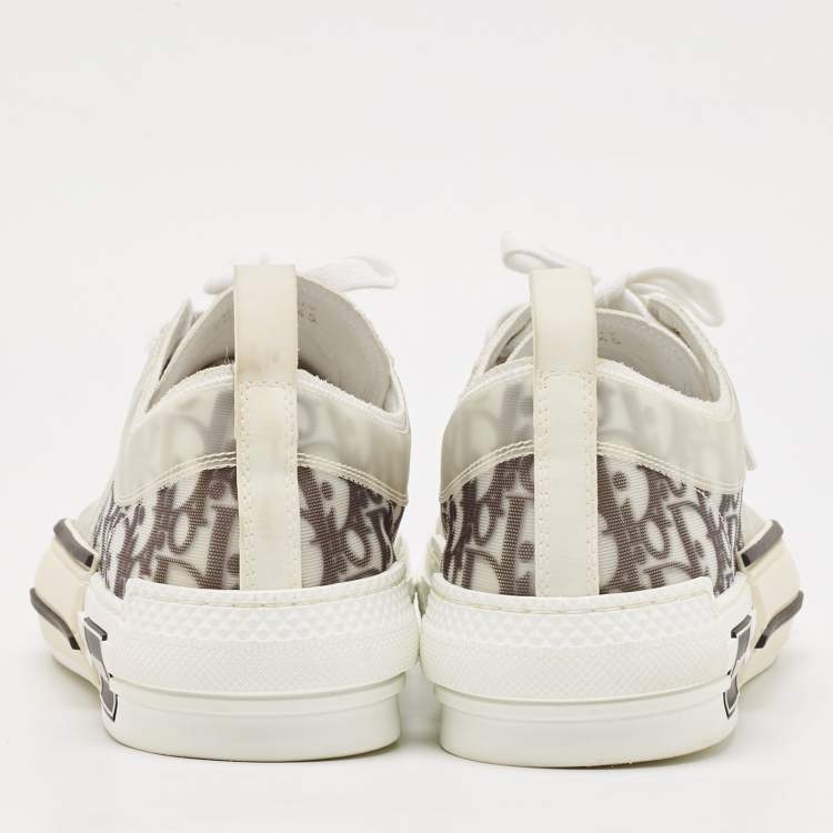 Pre Owned Dior Grey/White Canvas and Mesh Walk'n'Dior Lace Up Sneakers Size 45