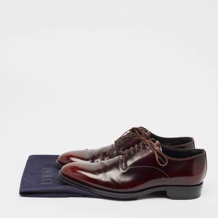 Pre Owned Dior Burgundy Leather Lace Up Oxfords Size 41