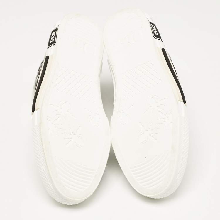 Pre Owned Dior White/Black Oblique Mesh and Rubber B23 Sneakers Size 42