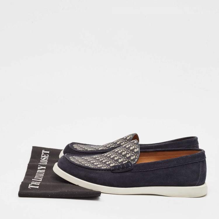 Pre Owned Dior Navy Blue/White Suede Granville Loafers Size 43