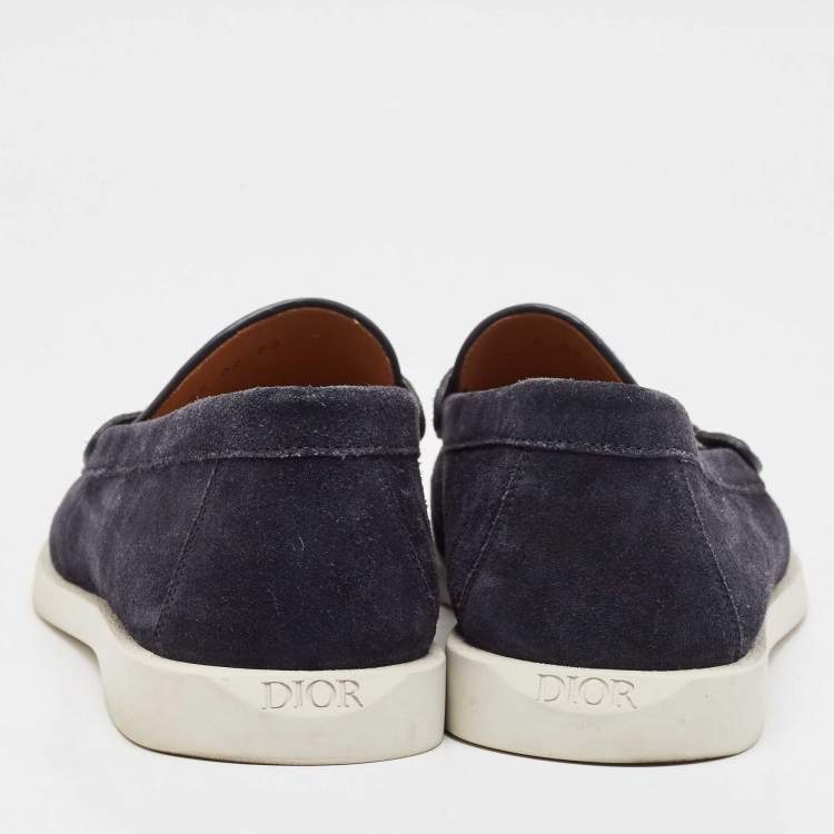 Pre Owned Dior Navy Blue/White Suede Granville Loafers Size 43