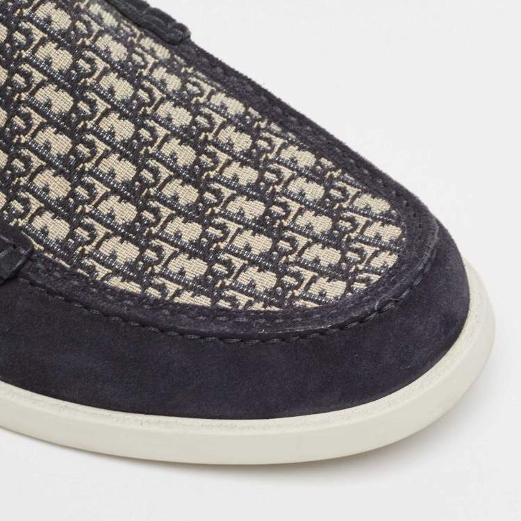 Pre Owned Dior Navy Blue/White Suede Granville Loafers Size 43