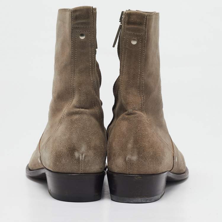 Pre Owned Dior Brown Suede Cowboy Ankle Boots Size 44