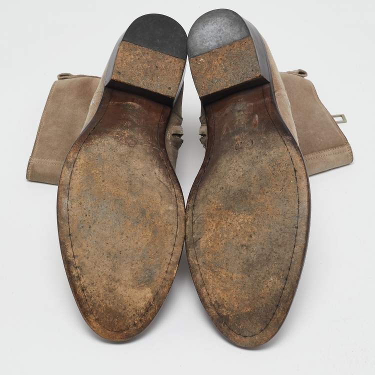 Pre Owned Dior Brown Suede Cowboy Ankle Boots Size 44